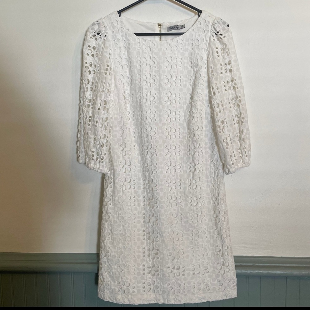 Eliza J Elegant White Lace Long Sleeve Dress Size 4
